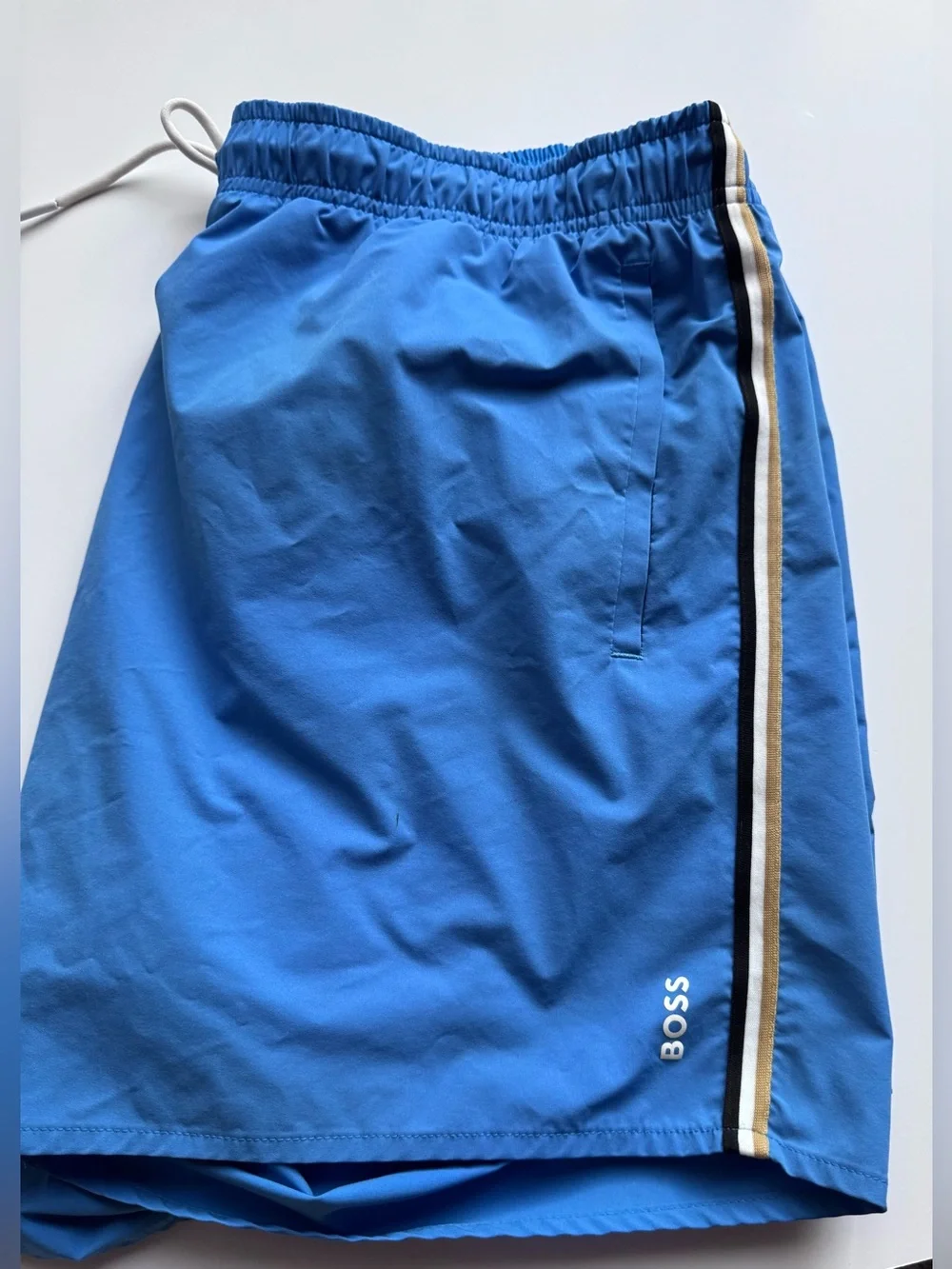 BOSS Bright Blue Swim Trunks with Side Stripe